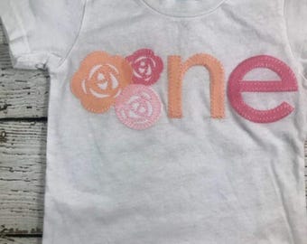 flower birthday shirt, one shirt for girls, Rose birthday outfit, rose birthday shirt, floral birthday, flower party, girls birthday shirt,
