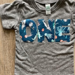 Sea creature birthday shirt, any number birthday shirt, fish shirt, whale, aquarium party, children&#39;s birthday shirt, jellyfish, dolphin