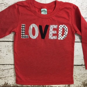 Loved shirt, Valentine's Day outfit, long sleeve Valentine's shirt, boy's clothing, girl's clothing, organic, cool Valentine's tee image 2