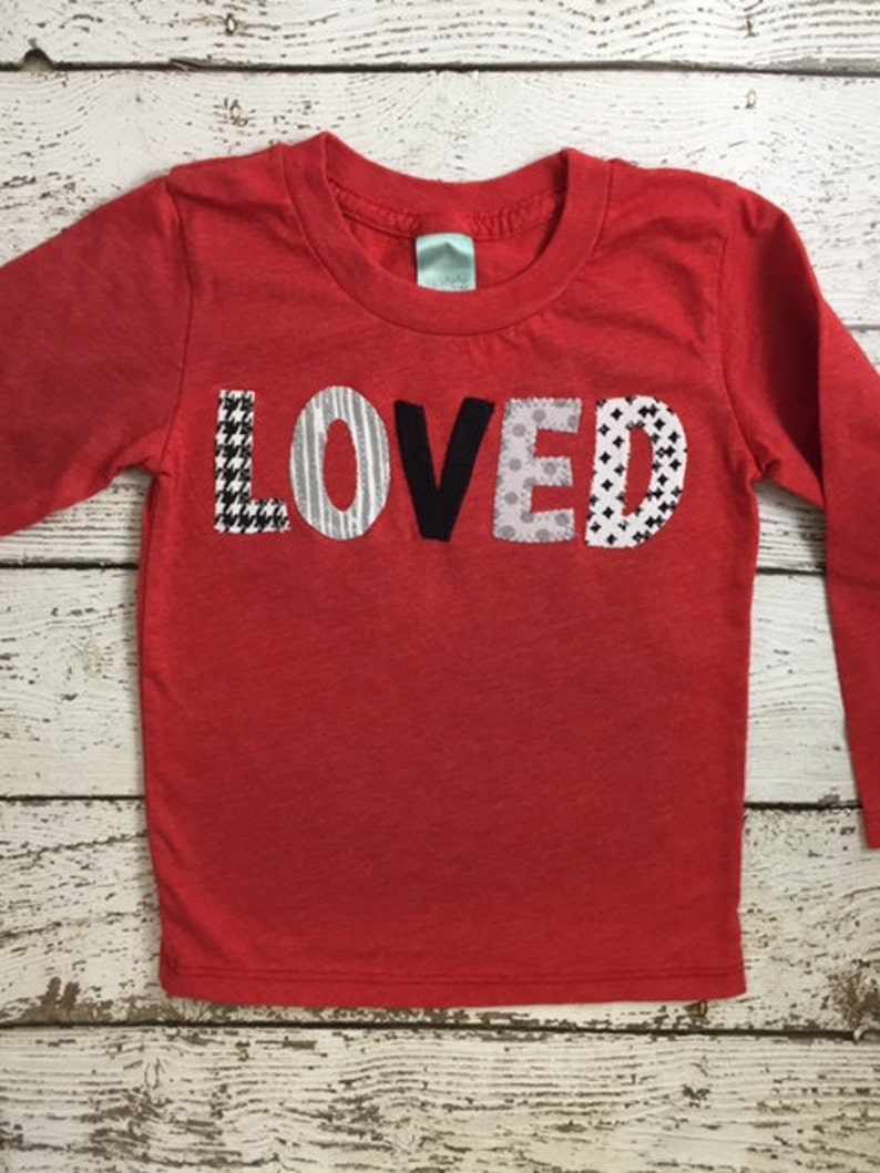 Loved shirt, Valentine's Day outfit, long sleeve Valentine's shirt, boy's clothing, girl's clothing, organic, cool Valentine's tee image 2