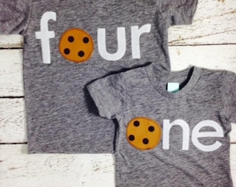 Chocolate chip Cookie Birthday Tee Cookie Shirt  first birthday shirt cookie party milk children's birthday shirt