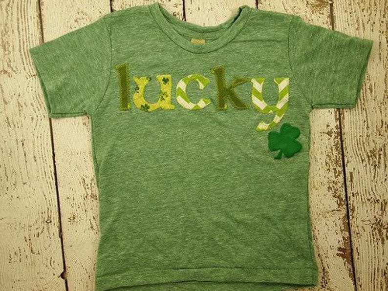 Saint Patrick's Day shirt children's shirt shamrock lucky Irish shirt chevron Boys and Girls tee St Patty's Day shirt image 2