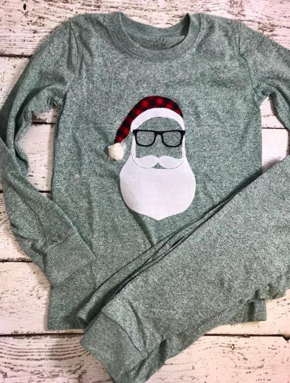 Hipster Santa Pajamas, Christmas Pajamas, Holiday Pajamas, Christmas pj for family, Santa pajamas, baby toddler children's adult pajamas Il_570xn