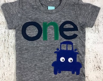 Little truck shirt, Blue truck Birthday, Truck Party, vintage truck, pick up truck, boy's birthday shirt, truck shirt, Blue car with eyes