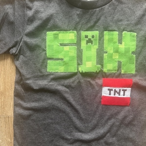 Camiseta de videojuego Pixel, camiseta Mine Number, camiseta personalizada de cumpleaños para niños, camiseta de juego pixelada TNT Gamer, mundo de bloques de construcción para niños
