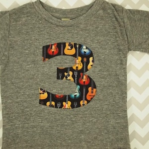 Guitar music themed birthday Shirt Organic Shirt Blend acoustic guitar rock party customize colors boys birthday shirt first birthday and up