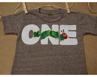 Kids Caterpillar Birthday Shirt – Custom Age Tee, Hungry Bug Party Outfit, Infant, Toddler or Youth Tshirt