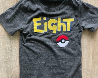 Gamer Birthday Shirt for kids, Pocket Monster Videogame party tee, Monster Trainer gaming party T-shirt, Anime Ball Birthday Tshirt for Kids