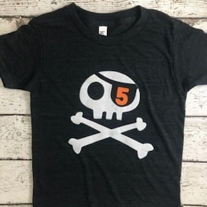 Pirate birthday shirt, Skull and Crossbones shirt, toddler tee boys and girls tshirt, pirate party, skull,  Organic Blend Boys shirt