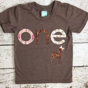 Baby deer outfit, Girls birthday shirt, woodland party, forest animal shirt, Custom girl&#39;s clothing, tribal, baby deer party, retro woodland