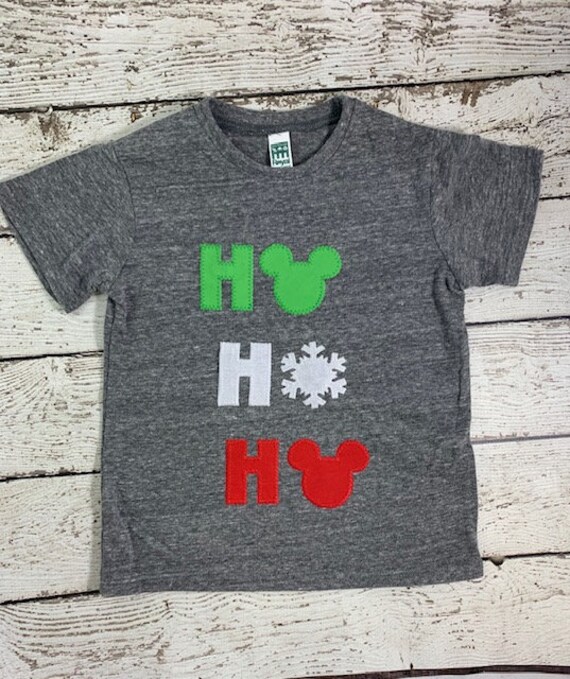 Children's Christmas shirt Children's personalized holiday tshirt ho ho ho shirt, snowflake shirt, mouse ears Il_570xn