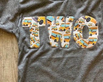 School bus Transportation theme birthday Shirt Organic Blend Birthday Tee Retro style first second birthday etc