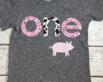pig party, farm party, farm decor, Cowgirl Birthday Shirt, cowgirl shirt, cowhide, pink paisley, pink bandana, girl's birthday outfit
