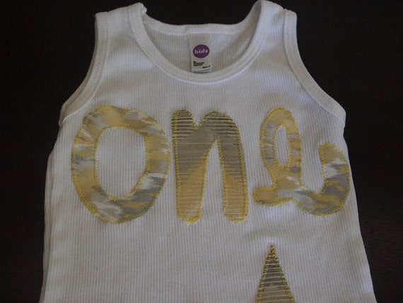 Chevron and Ikat Girls Shirt birthday name or design white tank top yellow and grey Il_570xn