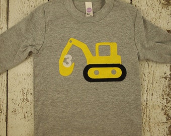 Construction Truck shirt excavator birthday number theme birthday party boys birthday shirt construction