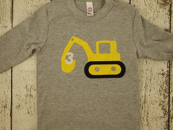 Construction Truck shirt excavator birthday number theme birthday party boys birthday shirt construction Il_570xn