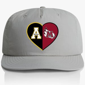 Personalized Split Heart Hat, Custom any school or team House Divided College Baseball Hat, Unisex Football Family Cap, Two Schools Logo Hat