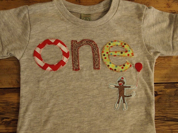 Sock Monkey Detail Birthday shirt Customize colors chevron polka dot Boys Girls Organic Blend Birthday Tee first second etc birthda Il_570xn
