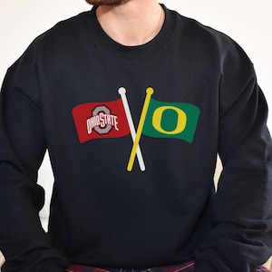 Custom Team Flags Sweatshirt - 2 Teams Flag Crewneck Shirt for Men, Women and Kids - House Divided Family Sweatshirts any sports or schools