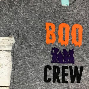 adult boo crew shirt, boo crew halloween shirt, halloween family shirts, women's halloween shirt, men's halloween shirt, trick or treating image 3