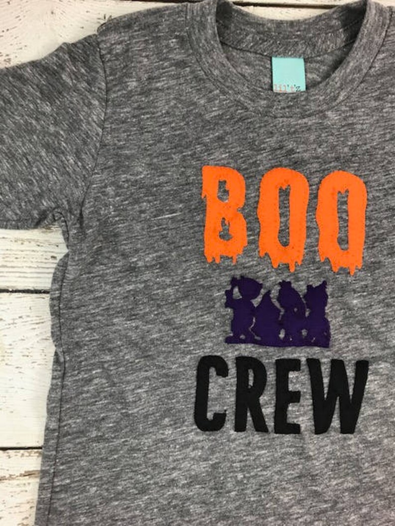 adult boo crew shirt, boo crew halloween shirt, halloween family shirts, women's halloween shirt, men's halloween shirt, trick or treating image 3