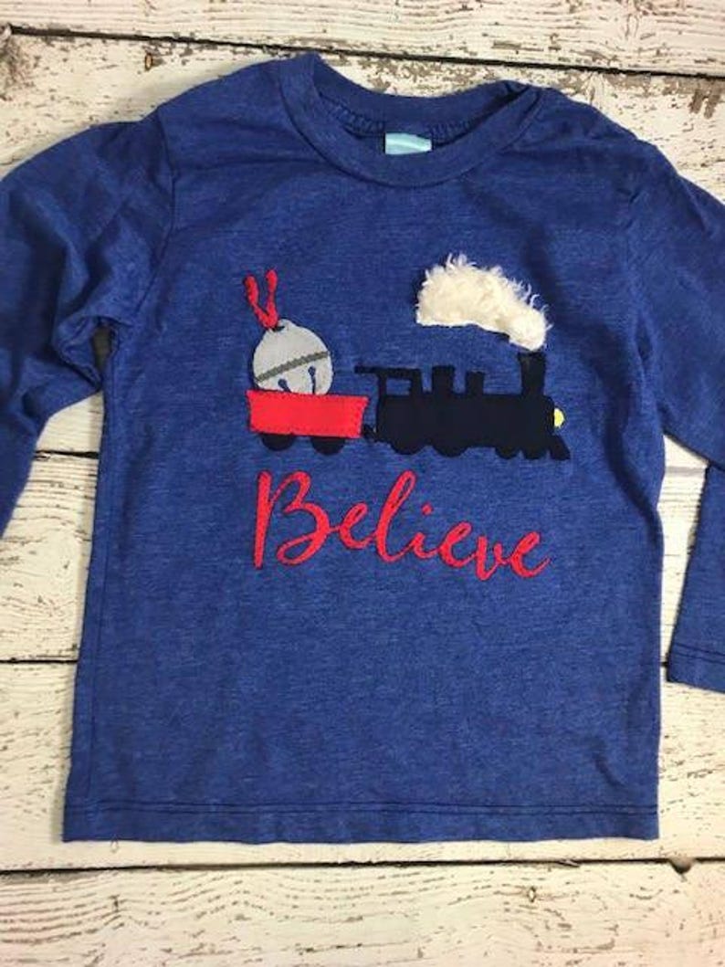 Polar express shirt, Train shirt, Christmas train, Christmas train outfit, Holiday outfit, Boys train shirt, train outfit, train tee image 2