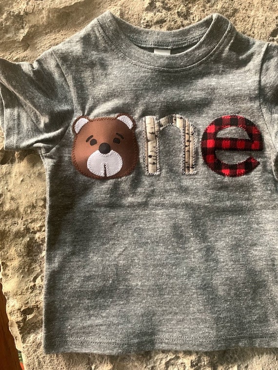 Teddy Bear Shirt, Bear Birthday Shirt, Bear Birthday Party, Bear First Birthday Shirt, buffalo plaid, Woodland, Little Bear Shirt, Forest Il_570xn