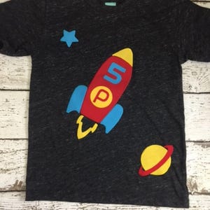 Space themed birthday, space party decor, rocket shirt, Rocket Ship, Spaceship, boy&#39;s birthday shirt, planets, planet party, space invite