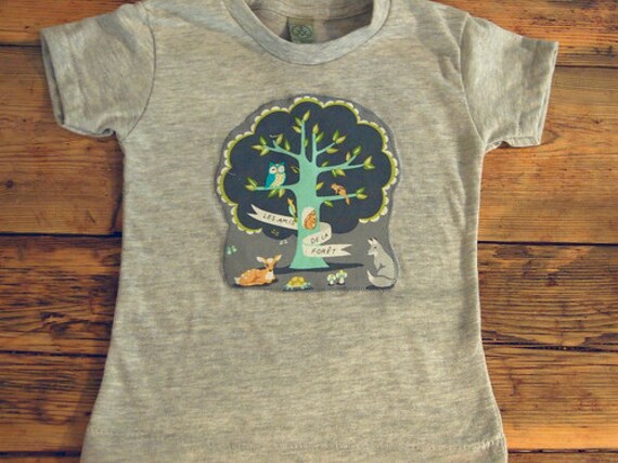 Woodland Forest Animal shirt deer racoon fox turtle owl tshirt organic shirt blend Il_570xn