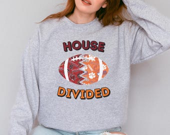 House Divided Split Football Two Teams Sweatshirt, Personalized multi sport team shirt, college football clothing gift, sports mom sweater