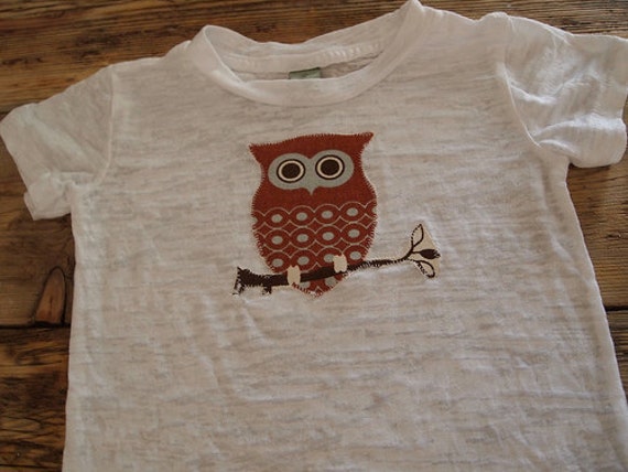 Owl Tee Girls or Boys Shirt on White Burnout Shirt Available for baby and toddler Il_570xn