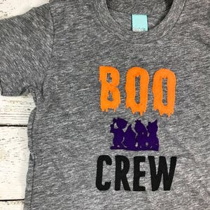 adult boo crew shirt, boo crew halloween shirt, halloween family shirts, women's halloween shirt, men's halloween shirt, trick or treating image 2