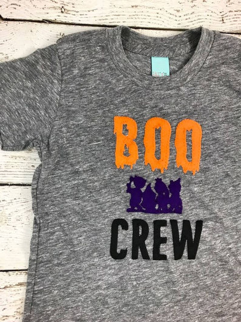 adult boo crew shirt, boo crew halloween shirt, halloween family shirts, women's halloween shirt, men's halloween shirt, trick or treating image 2