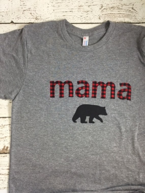 mama bear, mama bear shirt, Mom shirt, mommy shirt, mom life, buffalo plaid, baby shower gift, mommy to be vneck shirt, mother's day gift Il_570xn