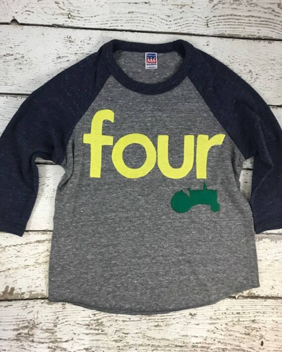 Vintage Tractor style Shirt, tractor birthday shirt, raglan, Boys Birthday Tee, tractor party, tractor invite, farm party decor, farm party Il_570xn