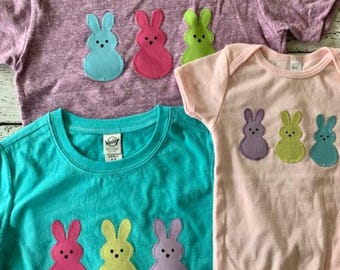 Easter bunnies kids shirt or one piece, Easter outfit, Easter shirt,  Easter egg hunt, children's shirt Boys and Girls tee pick colors bunny