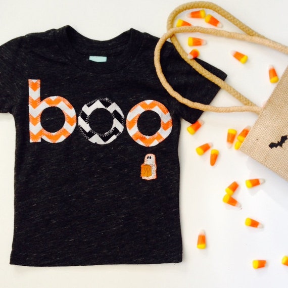 boo shirt Ghost shirt Halloween Shirt Childrens Halloween Tee trick or treat chevron available for baby toddler children Il_570xn