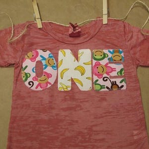 Monkey Birthday Shirt Organic Blend Monkey and Banana print Birthday Tee for girls and boys Great for Twins