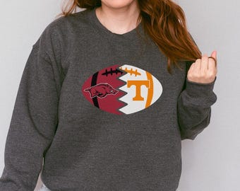 Split football sweatshirt two teams house divided football shirt family sports shirt gift for football dad mom root for both personalized