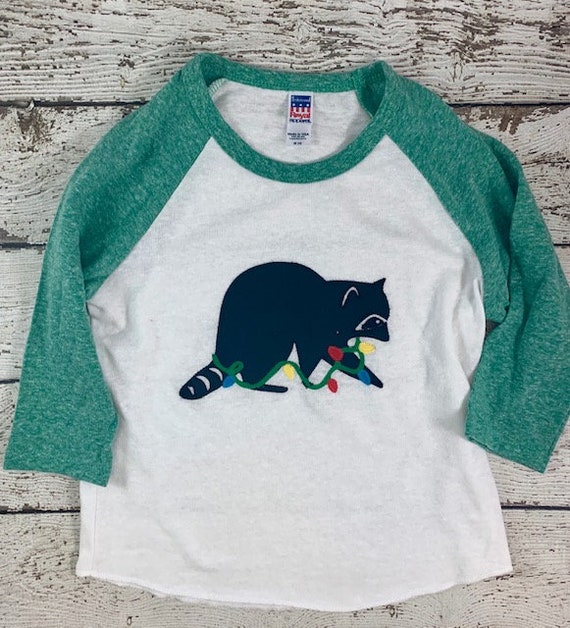 funny Christmas shirt for kids, animal tangled in Christmas lights, woodland animal Christmas outfit, raglan shirt Il_570xn