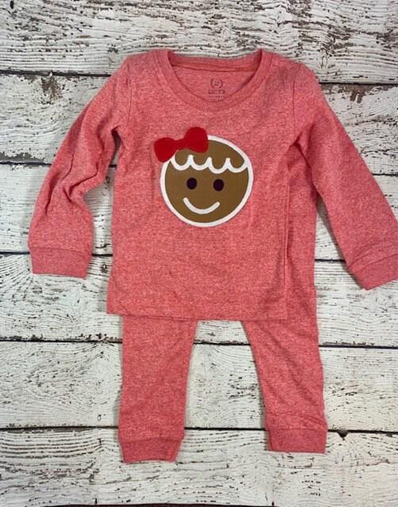 Children's Christmas Pajamas, Holiday Pajamas, Christmas pajama for family, plaid, gingerbread pajama image 4