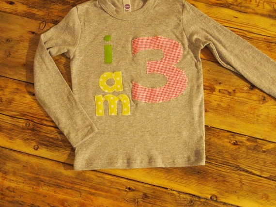 I AM Birthday Tee Organic Shirt Blend boys girls birthday shirt first birthday second pink yellow lime customize colors Il_570xn