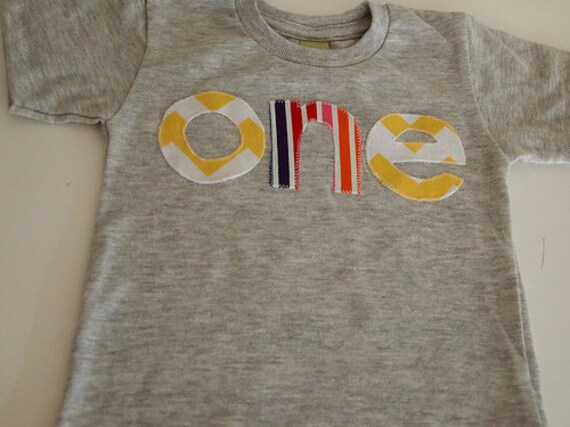 Yellow white chevron and rainbow stripe Birthday Tee Organic Shirt Blend first birthday second Girls birthday shirt Il_570xn