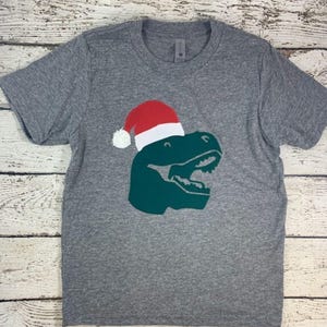 Trex Santa shirt, Dinosaur Christmas shirt, Tyrannosaurus rex Santa, Boys Christmas shirt