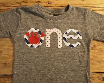 Crab shirt crab party Shirt Nautical Theme Birthday Shirt chevron Tee on Organic blend birthday shirt customize first birthday etc
