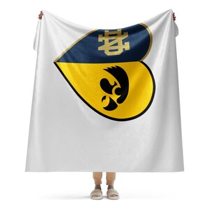 Personalized Split Heart Team Blanket, Custom House Divided Football Blanket, Two Schools logo Design Any Teams | Football Family Gift