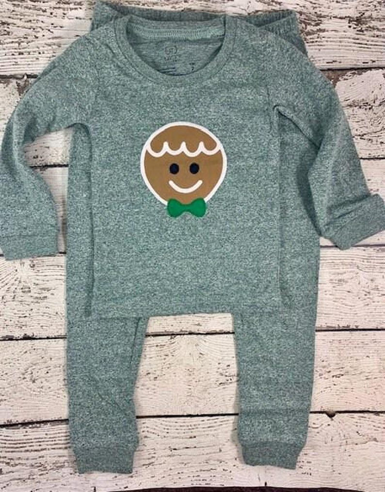 Children's Christmas Pajamas, Holiday Pajamas, Christmas pajama for family, plaid, gingerbread pajama image 10