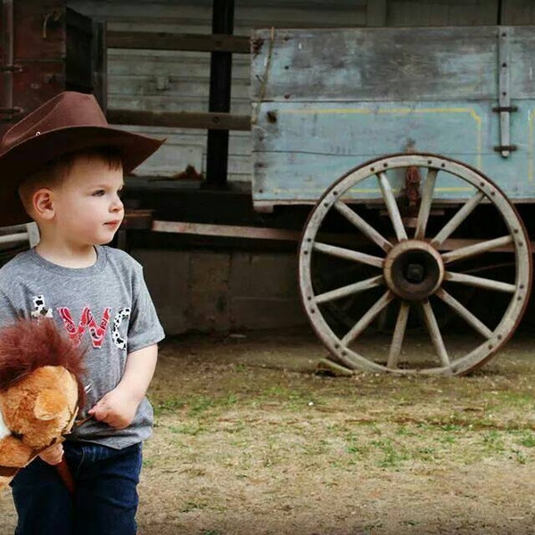 Cow print and paisley bandanna Birthday Shirt Farm Animal Barnyard Rodeo Shirt Organic Blend Tee perfect for boys and girls