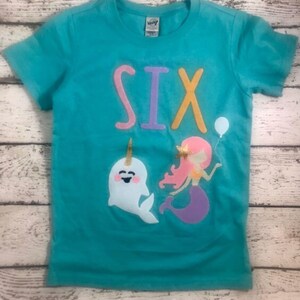 Mermaid Birthday Shirt, mermaid party, narwhale shirt, girls birthday shirt, mermaid birthday, mermaid outfit, little mermaid shirt