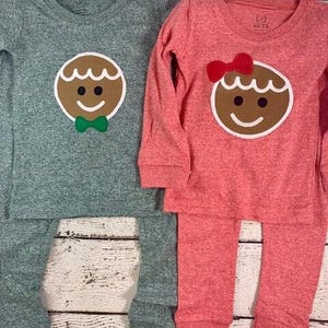 Children's Christmas Pajamas, Holiday Pajamas, Christmas pajama for family, plaid, gingerbread pajama image 8